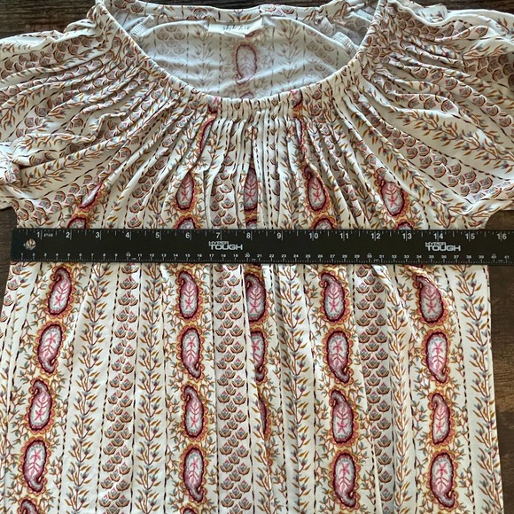 Macy's Style & Co Womens Top Pleated Neckline Stretch Relaxed Fit Paisley Sz S - Picture 8 of 8